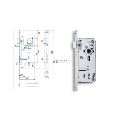 zámek 536A 90/80 P-L - obyč., žlutý zinek